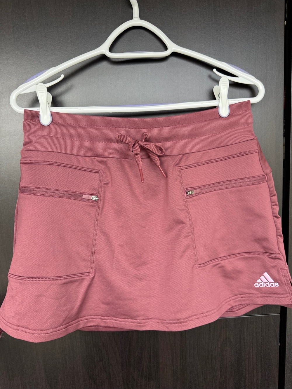 adidas Women's Dusty Rose Drawstring Skort with Zip Pockets